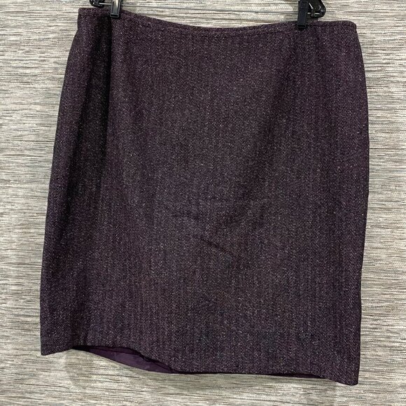 Sag Harbor Womens Plus Size 20W Herringbone Tweed Skirt Purple Black - Picture 1 of 5